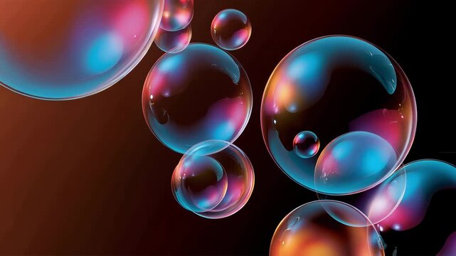Transparent soap bubbles floating gracefully on an isolated background, horizontal video featuring realistic bubble animation for overlays and visual effects