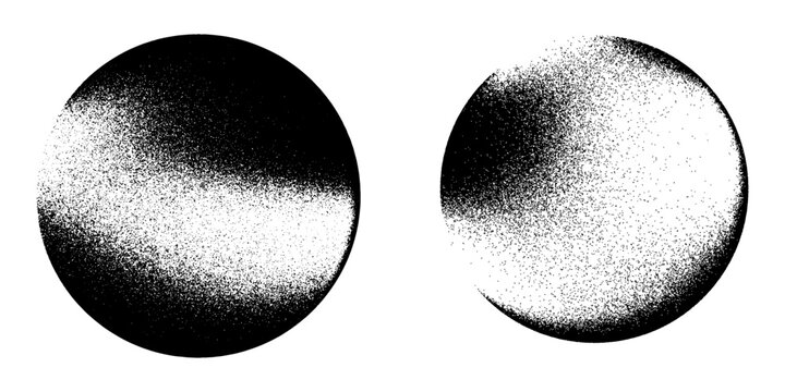 An amorphous black splotch with a spray paint effect. Features a dense, dark core that fades into a fine, grainy mist with soft, irregular edges.