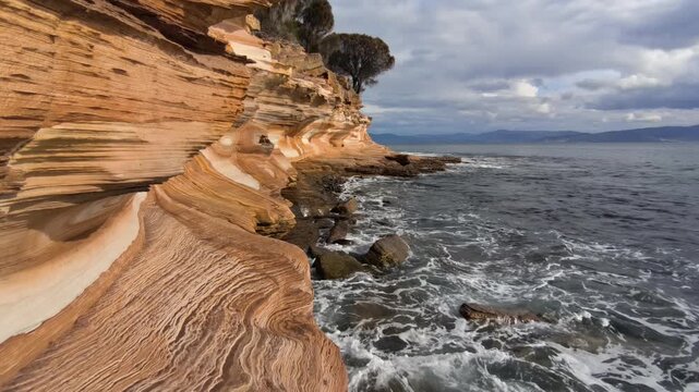 Painted Cliffs on Maria Island National Park, Tasmania, Australia