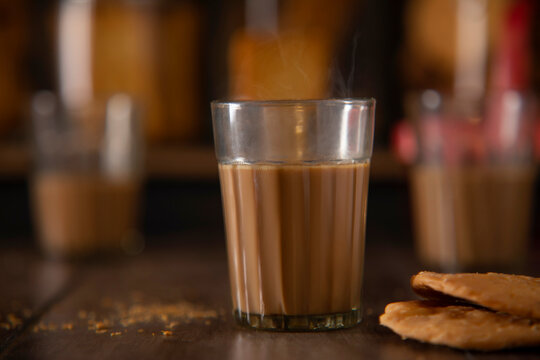 Mathhis kept next to a glass filled with tea on a tea stall
