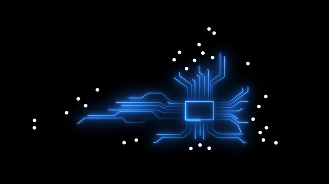Futuristic System Chip Animation with Digital Circuit Network for AI Computing Technology Processor Data Processing and Smart Electronics Platform