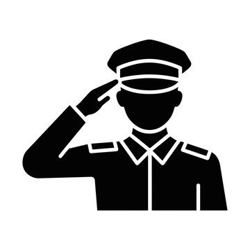 officer saluting with respect and honor glyph icon
