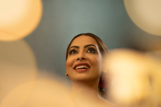 Indian bride in the make up room,getting ready