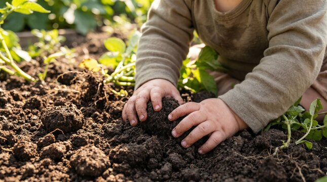 Child Hands Soil Gardening Microbiome Nature Connection