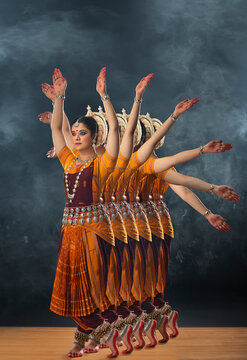 Different Hand movement of Odissi dancer performing Surya Dev mudra
