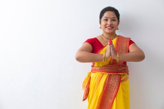 Kuchipudi dancer greeting with her hands joined
