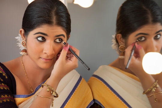 Classical dancer getting ready for her performance