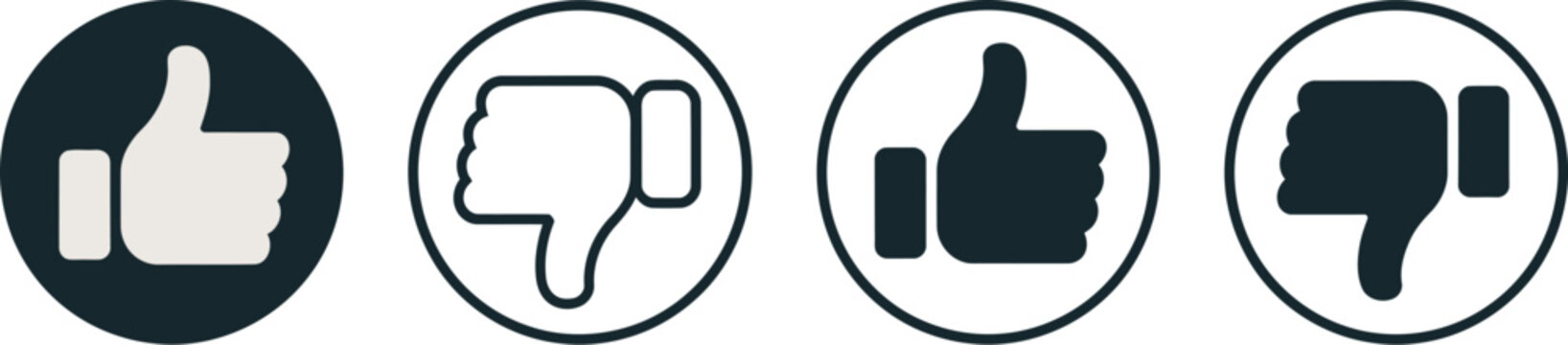 Like, and dislike button icon, social media thumbs up and down symbols, user reaction buttons, engagement interface, feedback sign, isolated on white background.