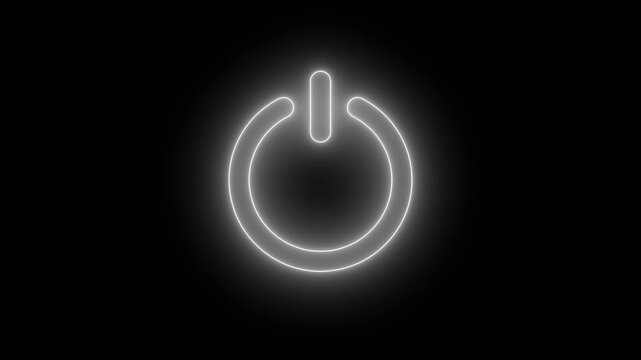 Simple white neon power off / on button icon animation.