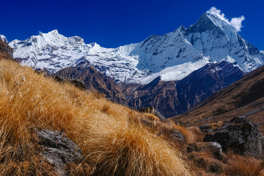Mt Annapurna view from The Annapurna Base Camp trek, Nepal