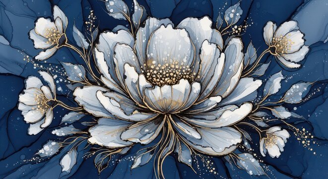 Elegant white flower with dark background. Close-up of a blooming floral arrangement. Beautiful botanical decor for home or event styling.
