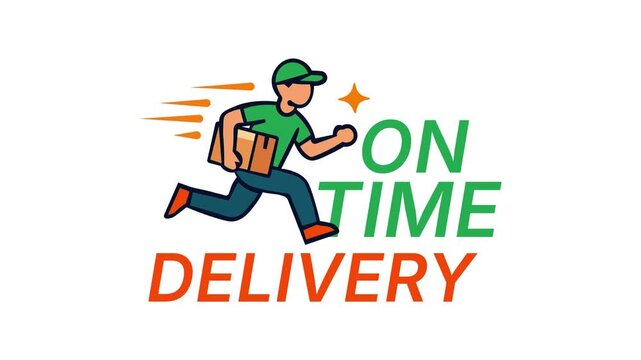On Time Delivery Animated Motion Graphic with Running Courier