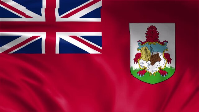 bermuda flag waving in the win full screen 3d animation loop seamless animation. good for background waiting screen