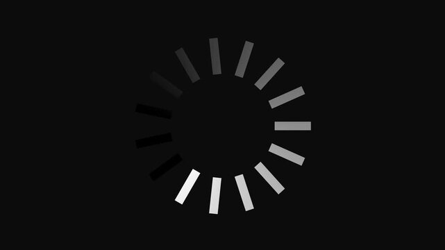 Minimal loading spinner with segmented circular animation. 4k animation