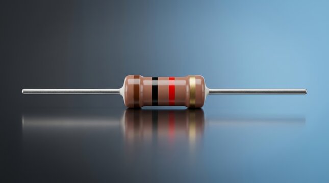 Carbon film resistor 3D render reliable resistance component for consumer electronics circuit protection and voltage control assemblies