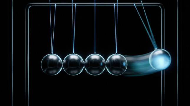 Newton cradle motion physics energy momentum future work skills concept