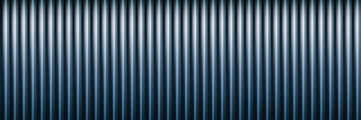  Corrugated metal sheets form striking vertical patterns with deep shadows. Authentic industrial texture ideal for contemporary architectural and construction-themed designs. © Narin