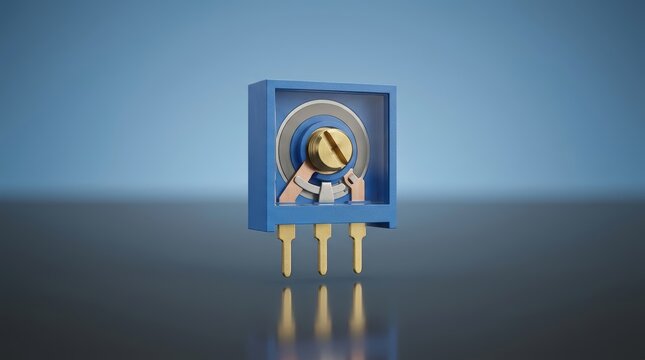 Trimmer potentiometer 3D render adjustable calibration resistor for circuit tuning electronic servicing and precision control equipment