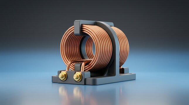 Air core inductor 3D render magnetic coil component for radio frequency circuits wireless communication and precision electronics
