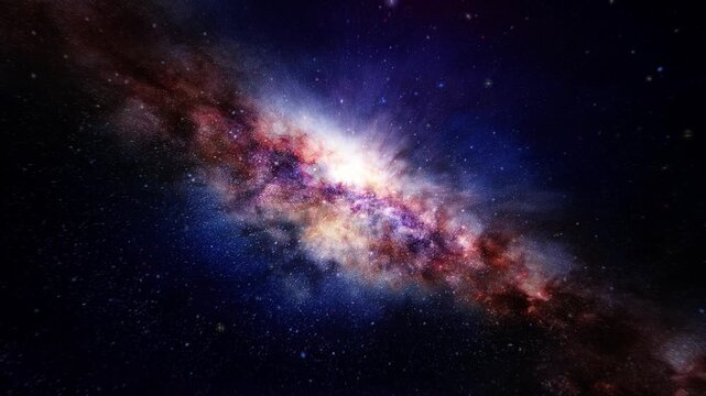 Loop burst nebula galaxy star space flight exploration space travel of star formation abstract background . 4K Animation of flying through glowing nebulae, clouds and stars field.