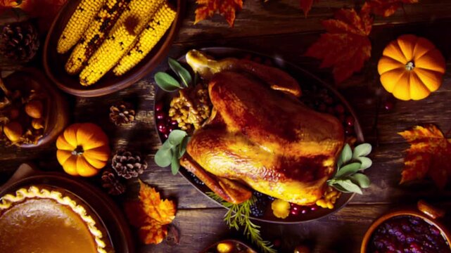 Loop of  Happy Thanks Giving vertical video effect cinematic title background. 