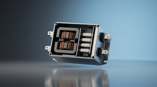 EMI filter 3D render electromagnetic interference filtering device for electrical equipment power quality and electronic protection