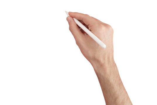 Hand Holding White Digital Stylus Pen