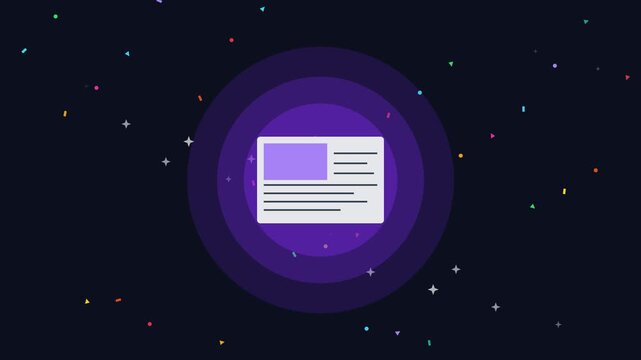 Animated news article with confetti animation 4k background, for digital media, and communication projects