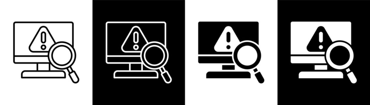 Intrusion Detection white and black icon set design