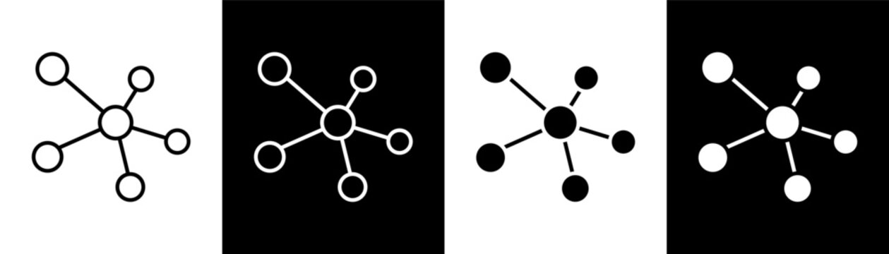Network Mapping white and black icon set design
