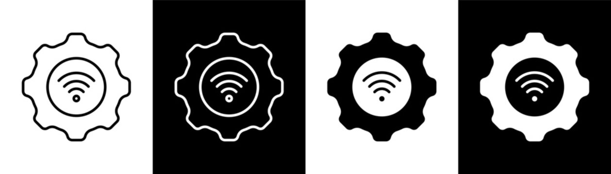 Wireless Management white and black icon set design
