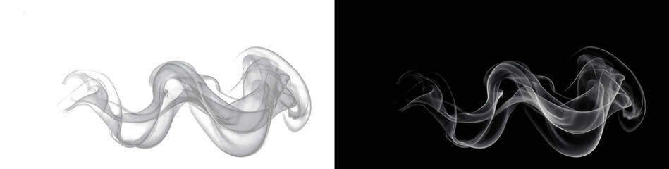 Long Wavy White Smoke Trail Isolated on Transparent Background © Douglas