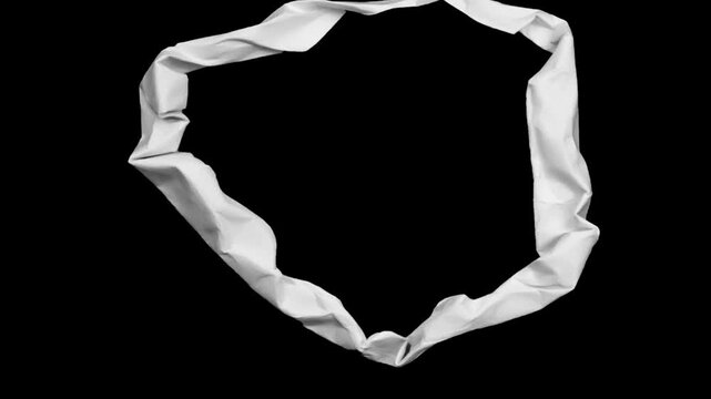 Animated White Torn Paper Circle Frame on Black Background, Realistic Ripped Paper Border Loop for Photo Frames, Creative Collage Design, Motion Graphics and Video Editing