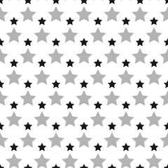 Fototapeta premium Minimalist star pattern vector, seamless black and grey stars background, geometric celestial wallpaper for gift wrap and textile design