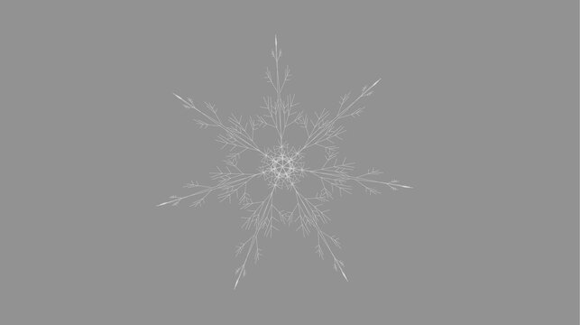  Elegant white snowflake icon on grey background for winter holiday greeting card, Christmas sale banner and New Year celebration design template