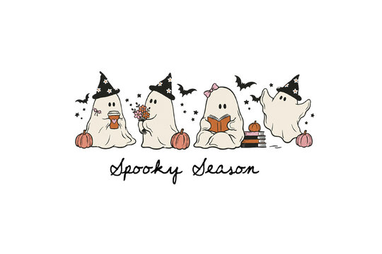 Cute Ghosts Spooky Season Halloween Sublimation Design