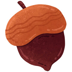 Single Watercolor Acorn Illustration Isolated on White Background © Marimameow