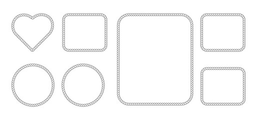 Set of rope frames of different shapes isolated on white background © MDMahmudul