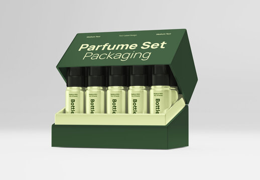 Mid-Size Perfume Packaging Set Mockup