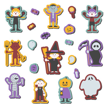 かわいいハロウィンのイラストセット（ベクター）