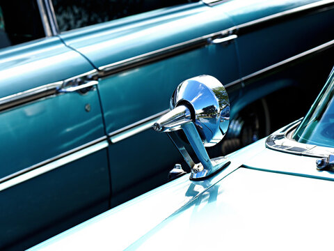 Blue Vintage car sideview mirror