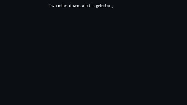 2D animation showing drilling mud circulating down a drill pipe, passing through a drill bit nozzle, and sweeping rock cuttings up the wellbore annulus to the surface.