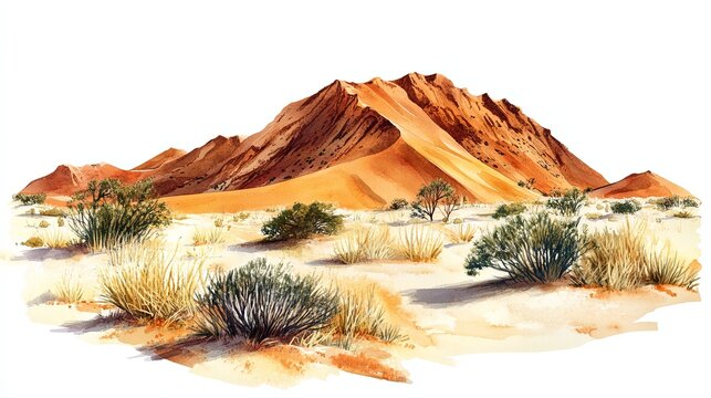 Simpson Desert. Simpson Desert hand drawn watercolor illustration
