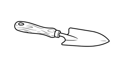 Obraz premium Gardening Trowel Hand Tool Outline Illustration Isolated on White Background