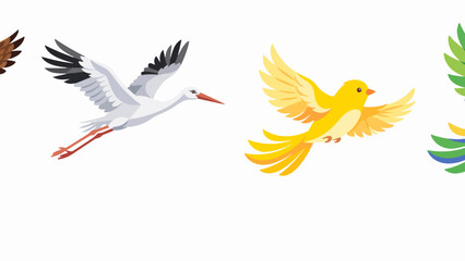 Naklejka premium Colorful Wild Birds isolated on white background