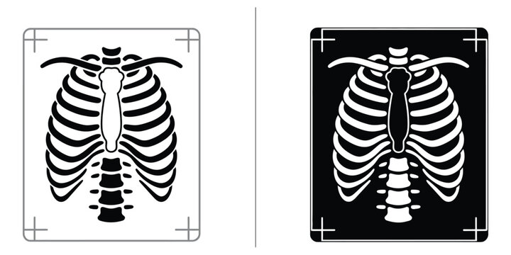 X-ray icon, outline and solid style vector illustration, medical imaging symbol, healthcare technology design, diagnostic scan concept