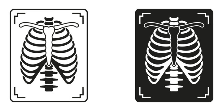 X-ray icon, outline and solid style vector illustration, medical imaging symbol, healthcare technology design, diagnostic scan concept
