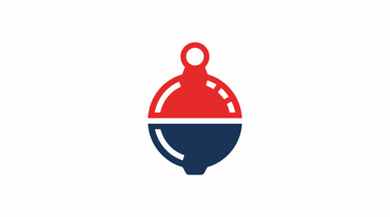 Minimalist fishing bobber icon isolated on white background.Fishing bobber icon. Red and blue float symbol for angling and sport fishing. © Ikaiku