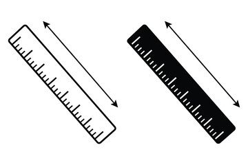 Fototapeta premium Straight ruler measurement tool icons for drafting and technical drawing