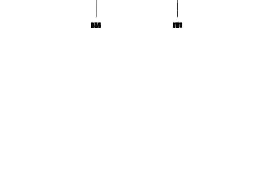 Blank hanging poster sheet with clips on white background